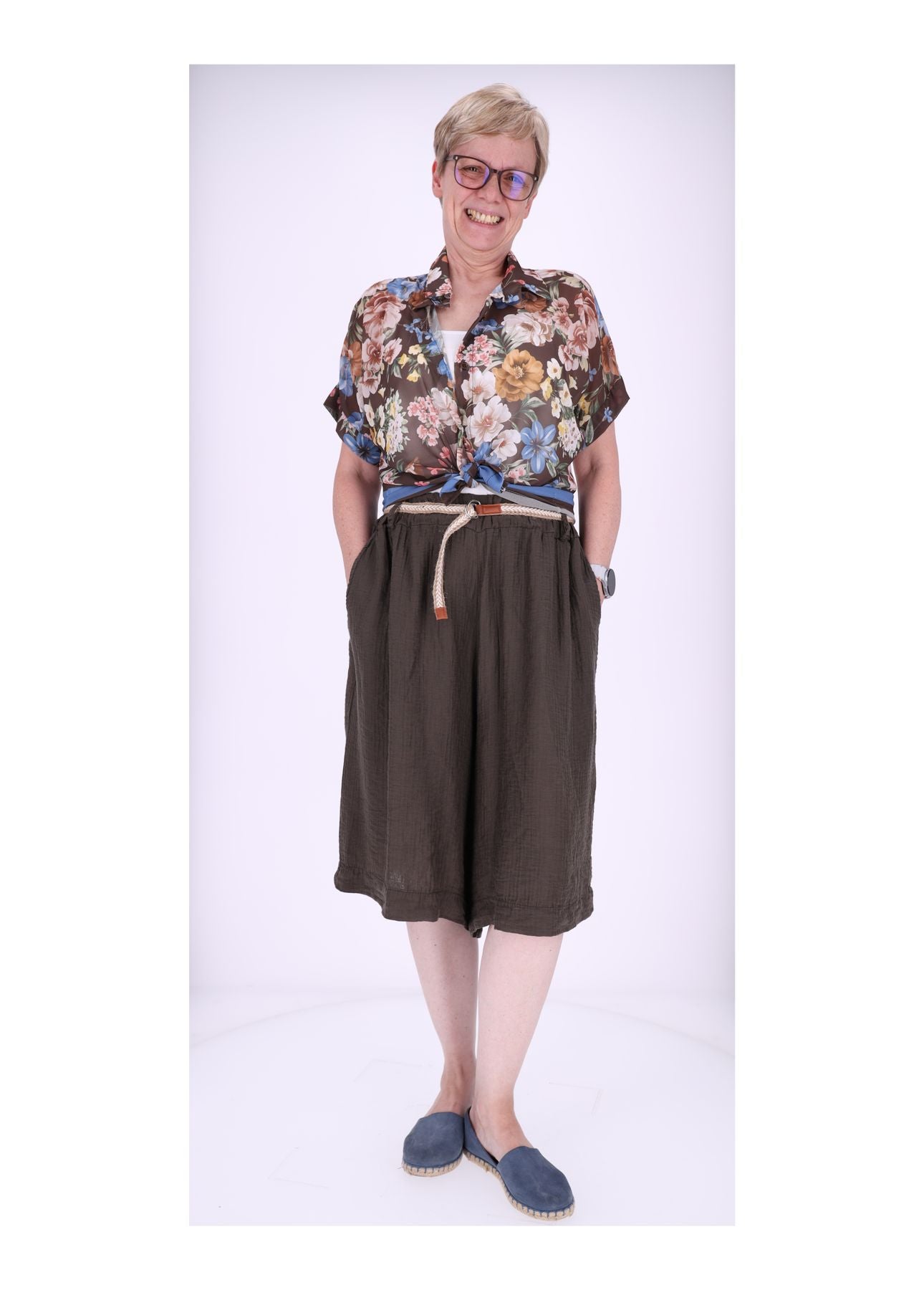 Short Damen Oversize Musselin
