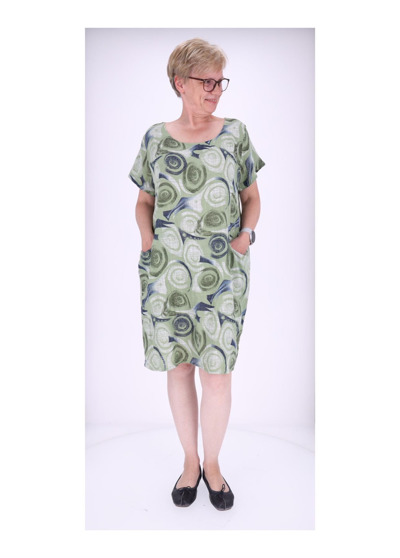 Kleid Taschen Print Kreise