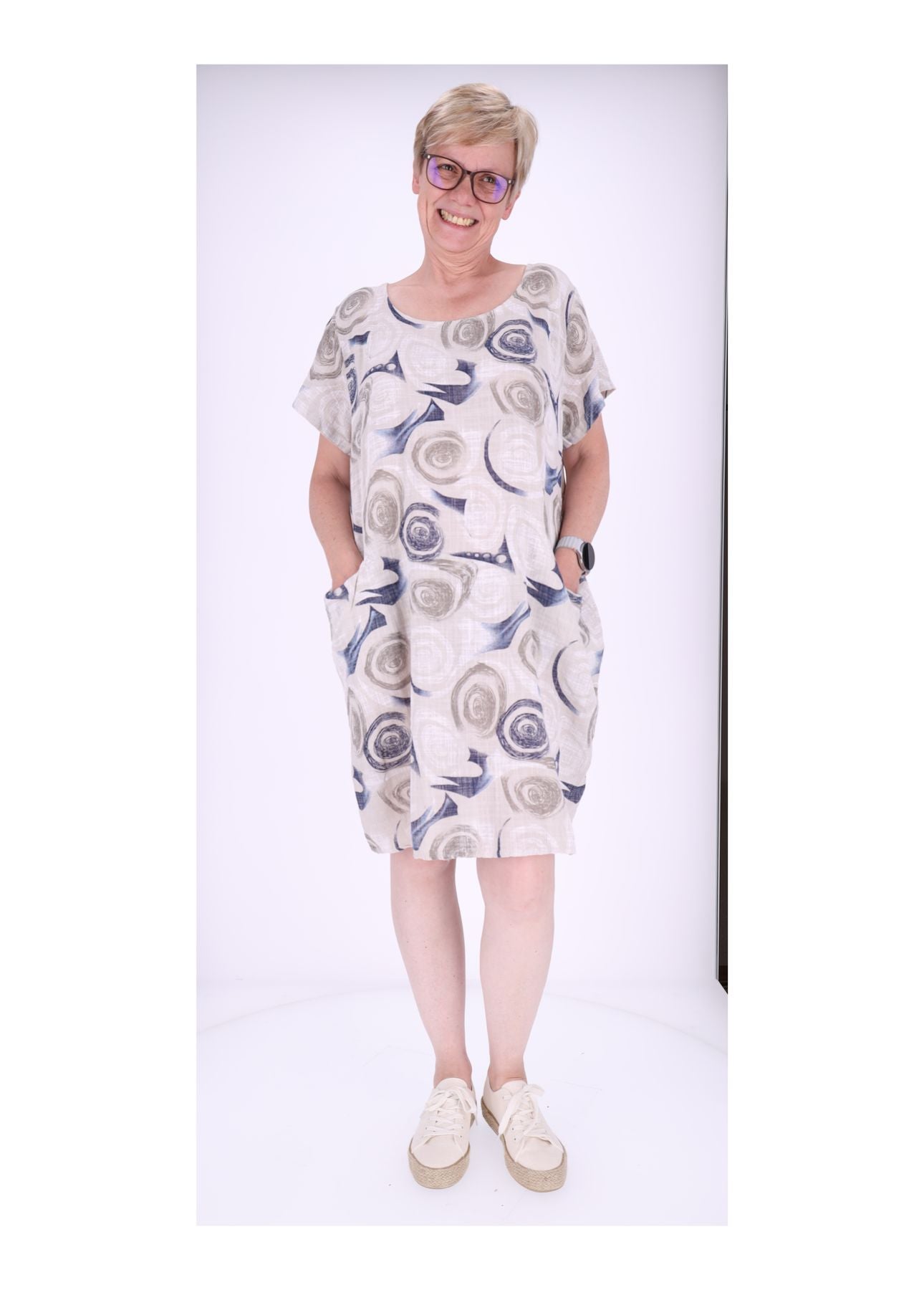 Kleid Taschen Print Kreise