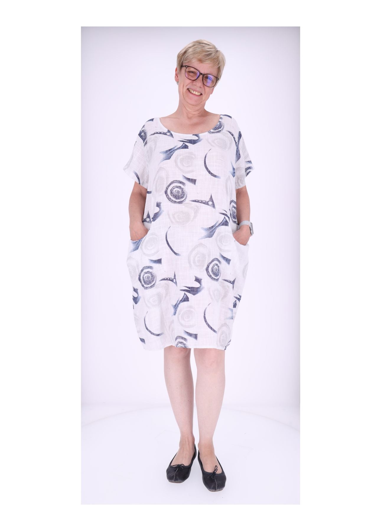 Kleid Taschen Print Kreise