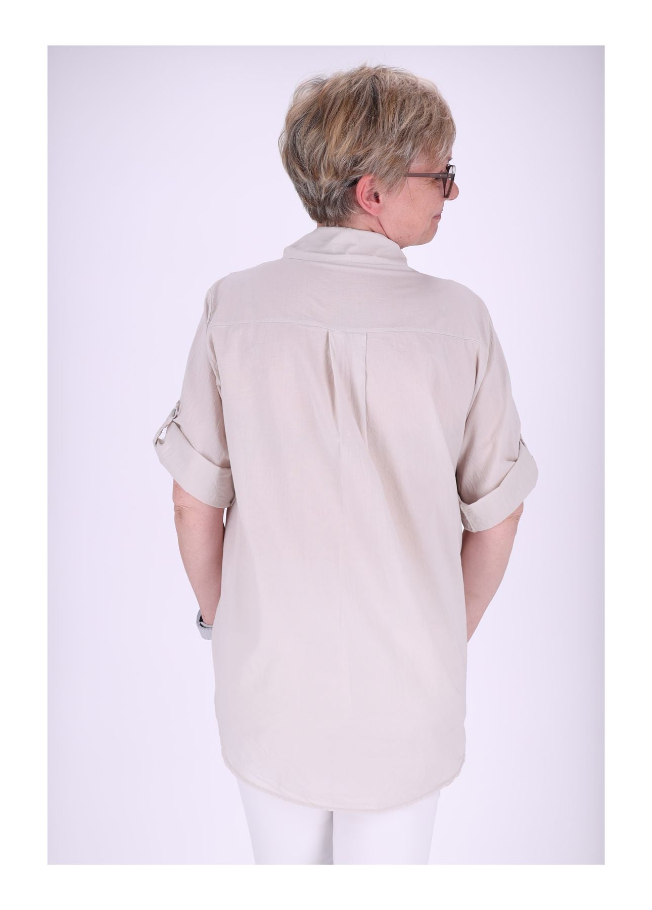 Bluse Stickerei Kurzarm Krempelarm