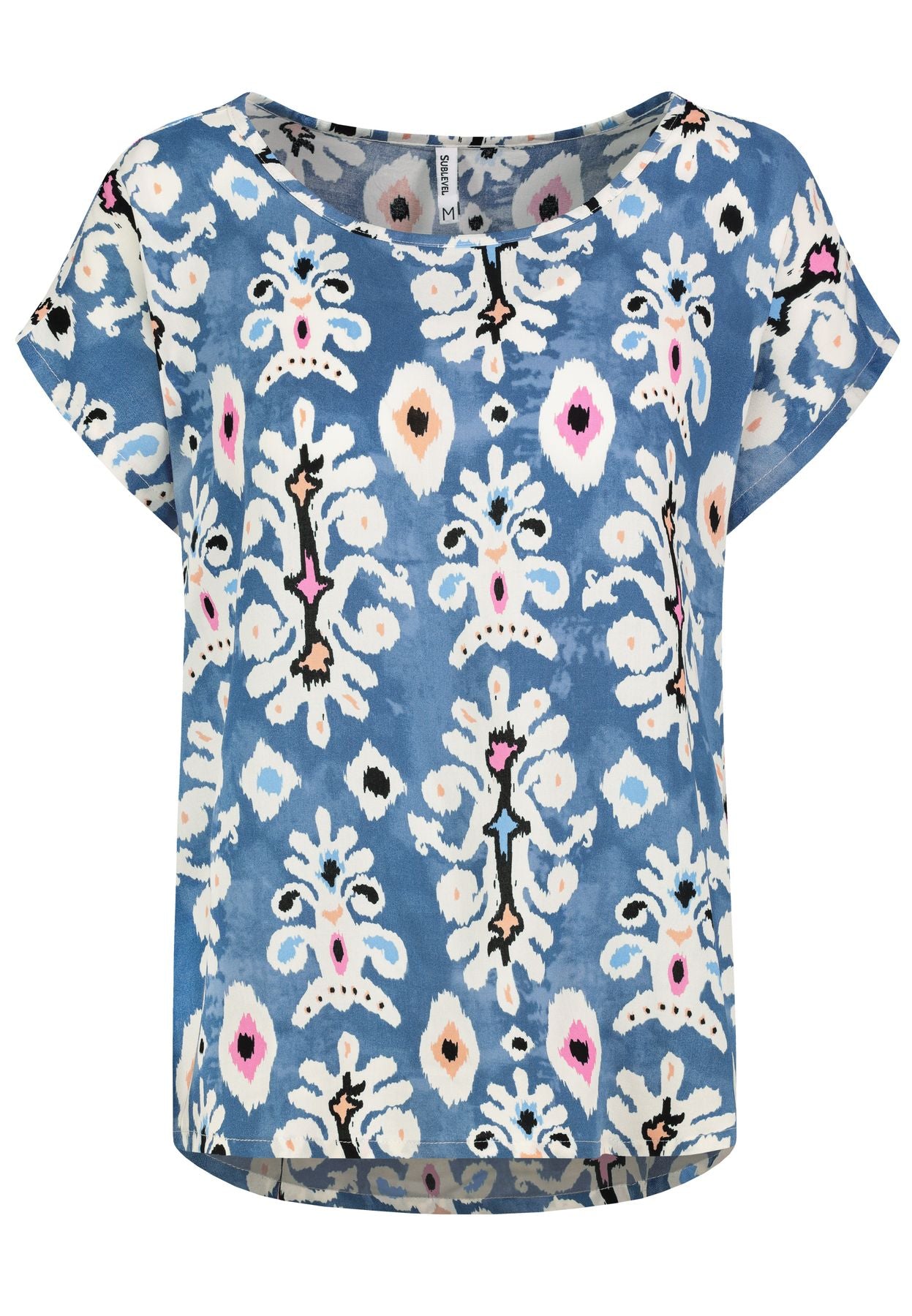 Damen DOB Bluse, Rundhals mit Piping, übe