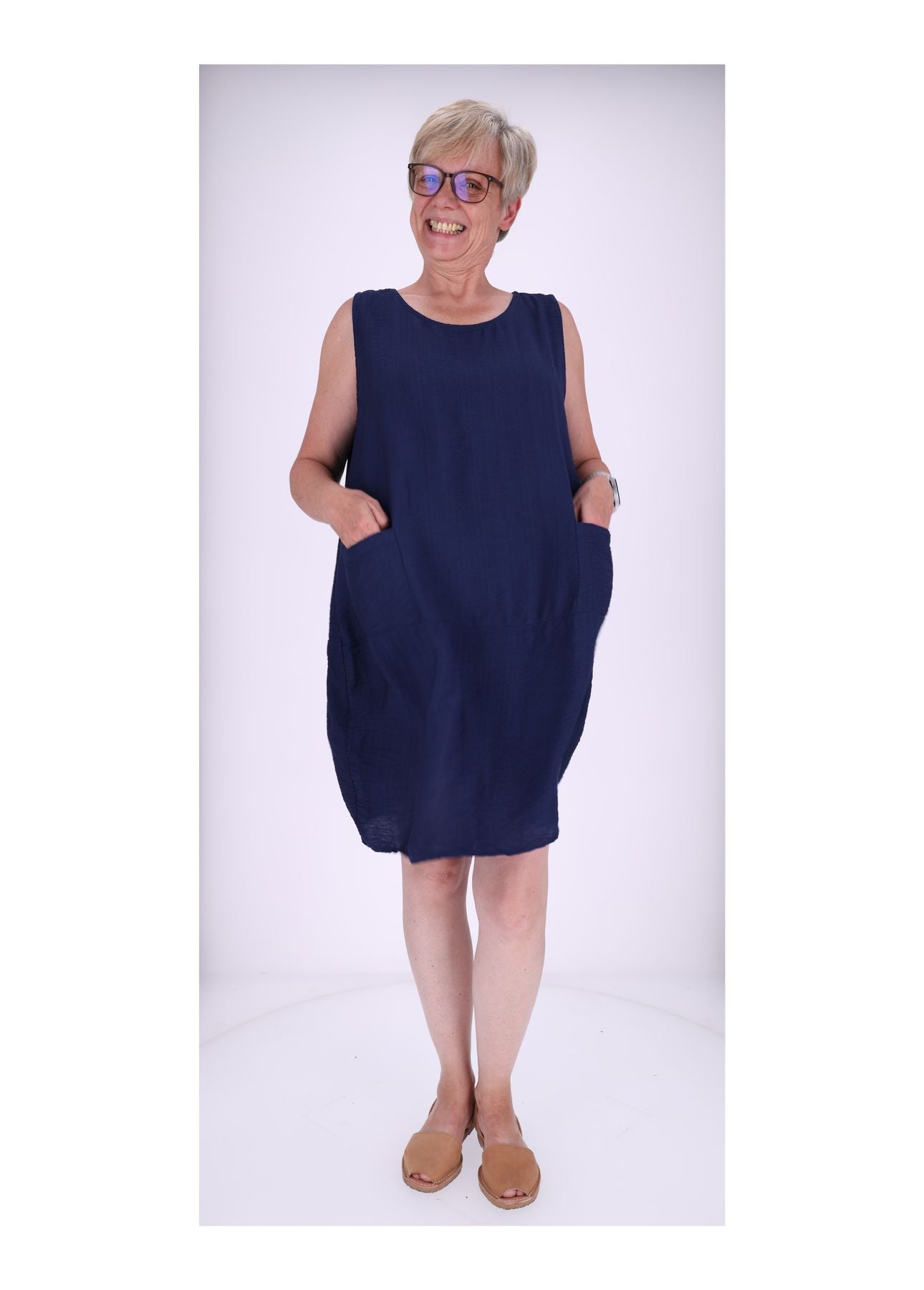 Kleid breite Träger Taschen