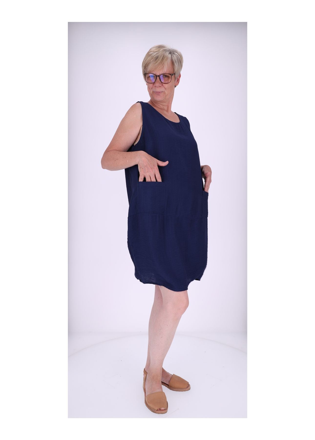 Kleid breite Träger Taschen