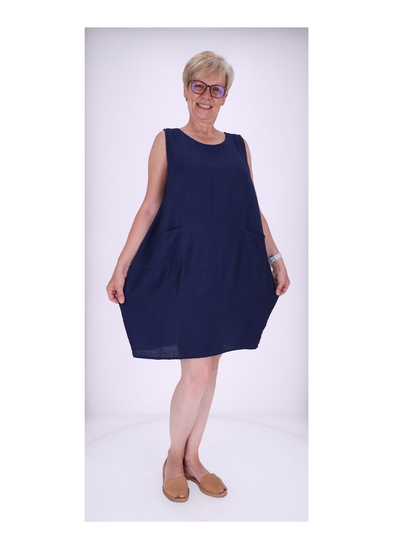 Kleid breite Träger Taschen