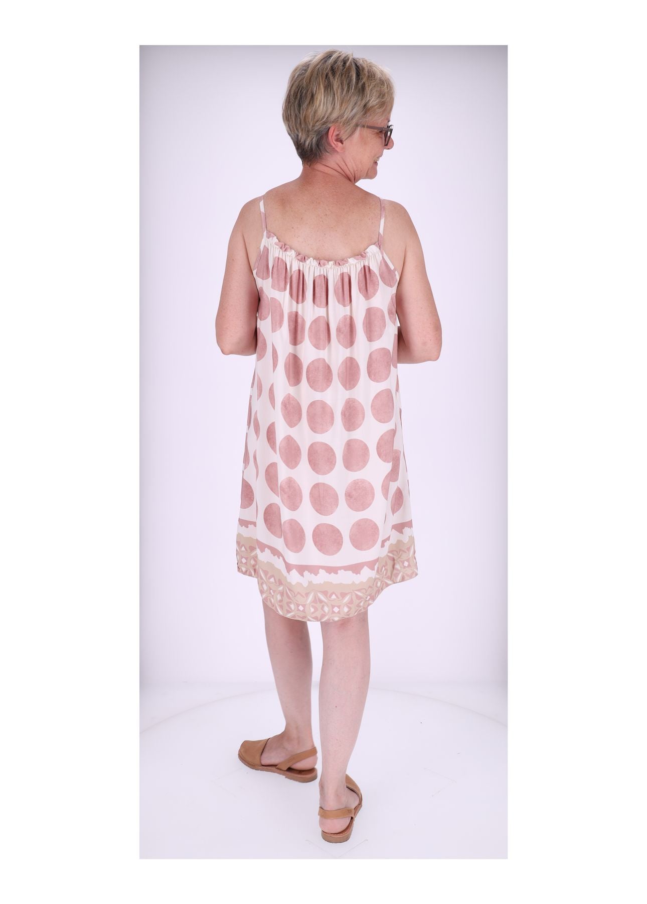 Kleid schmale Träger AOP Kreise