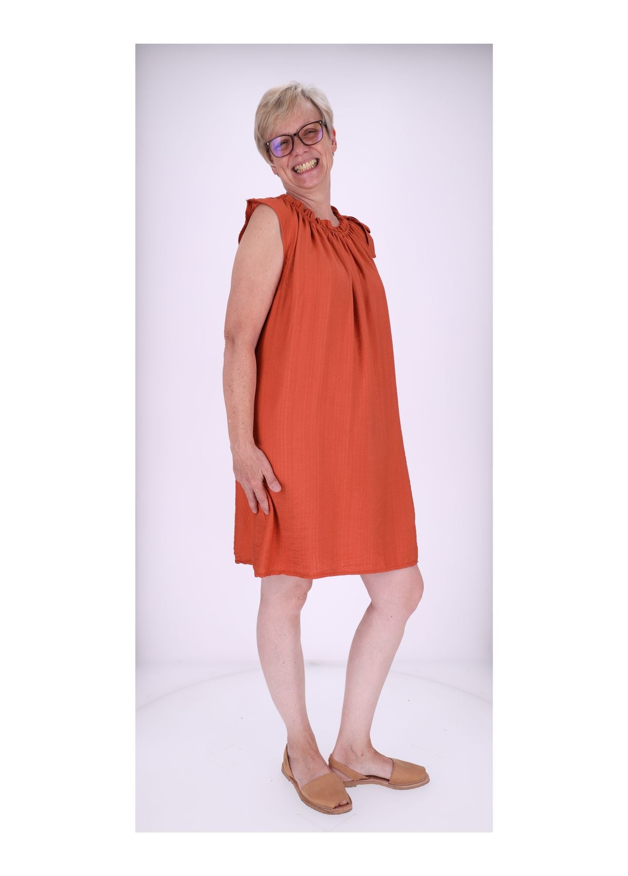 Trägerkleid Raffung am Kragen