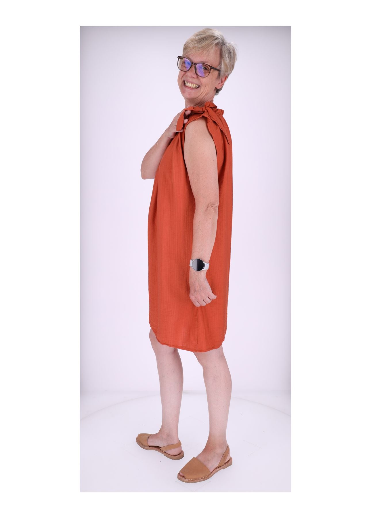 Trägerkleid Raffung am Kragen