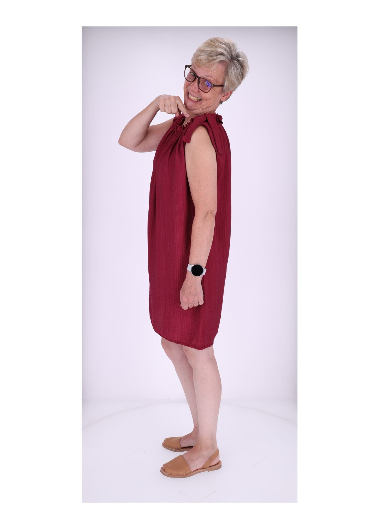 Trägerkleid Raffung am Kragen