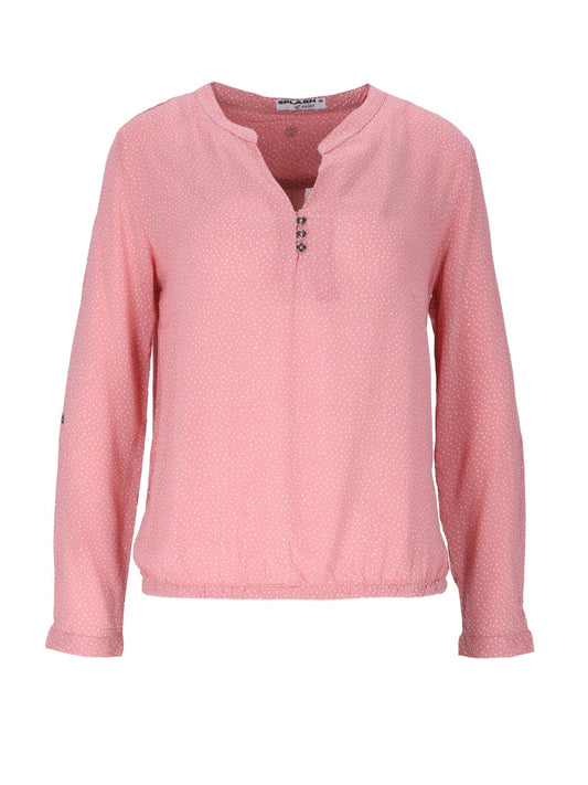 Bluse Damen Gummizug AOP Punkte