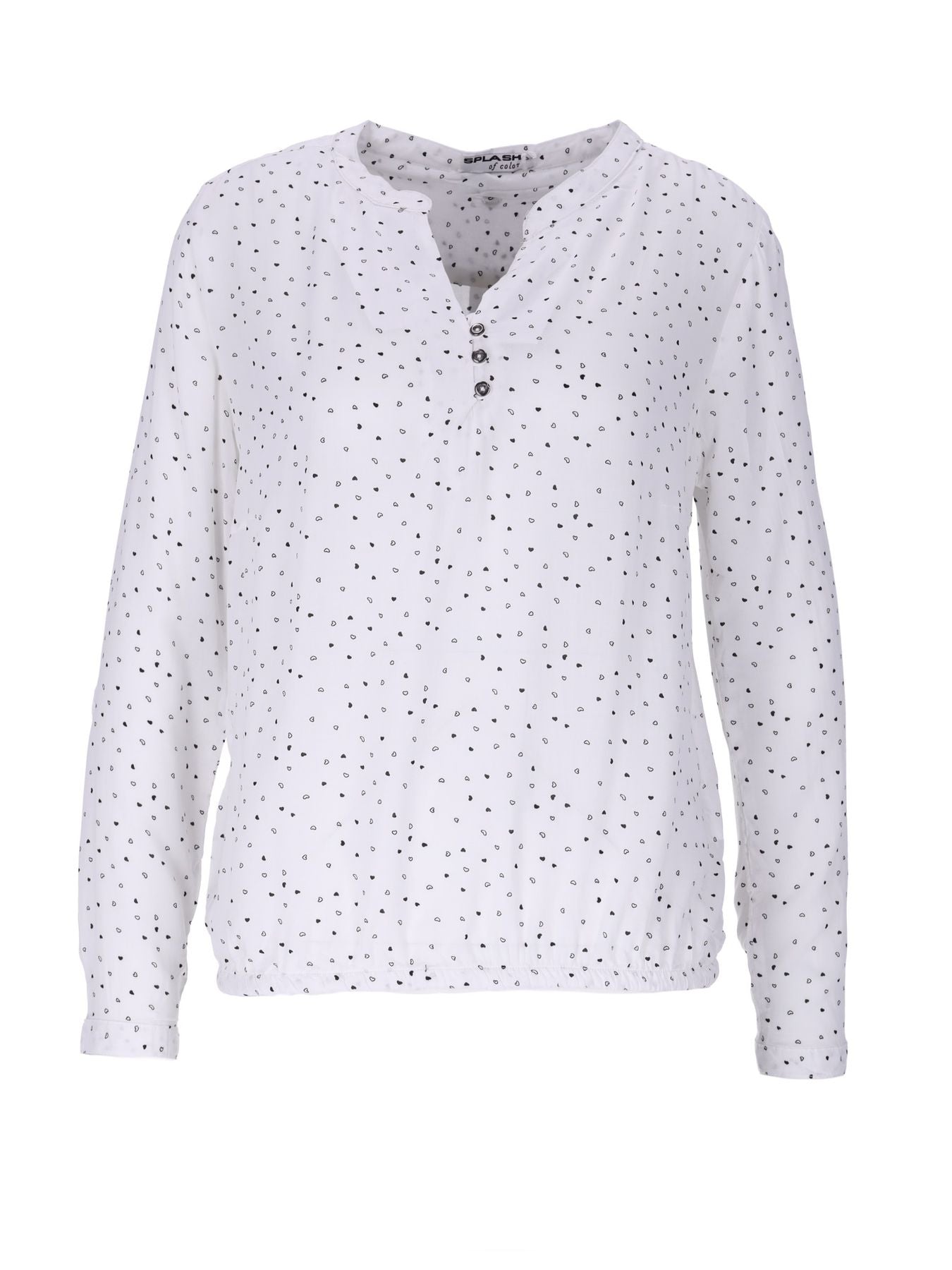 Bluse Damen Gummizug AOP Herzen