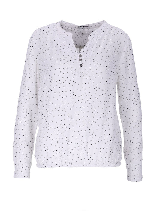 Bluse Damen Gummizug AOP Herzen