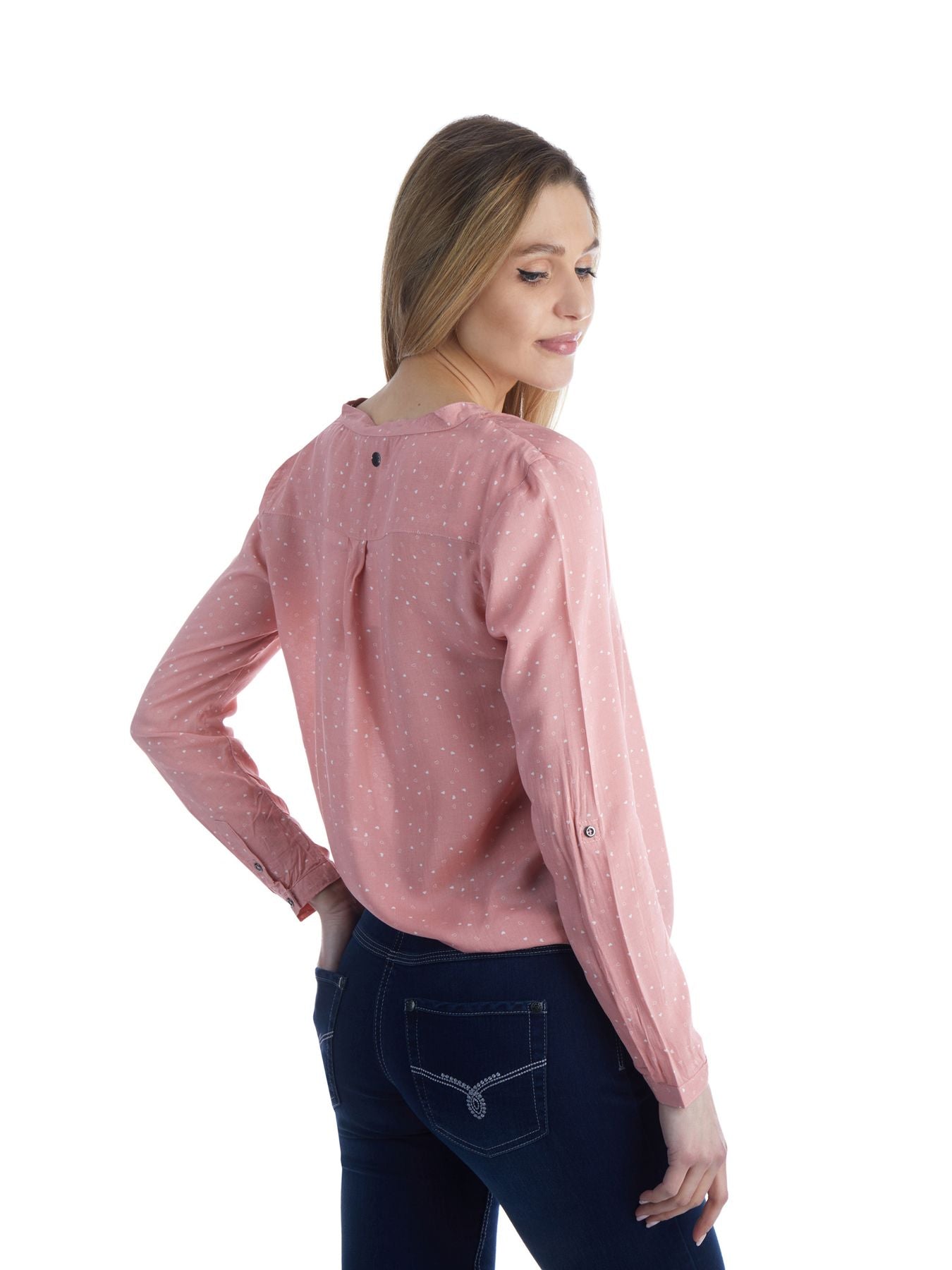 Bluse Damen Gummizug AOP Herzen