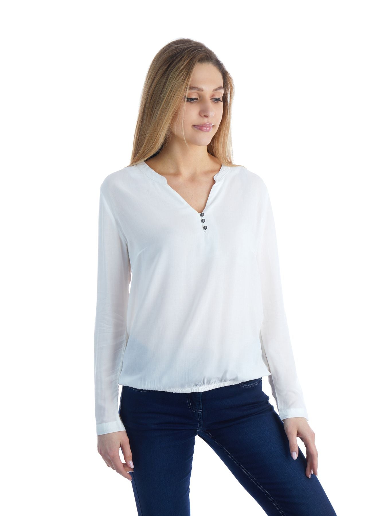 Bluse Damen Gummizug Uni