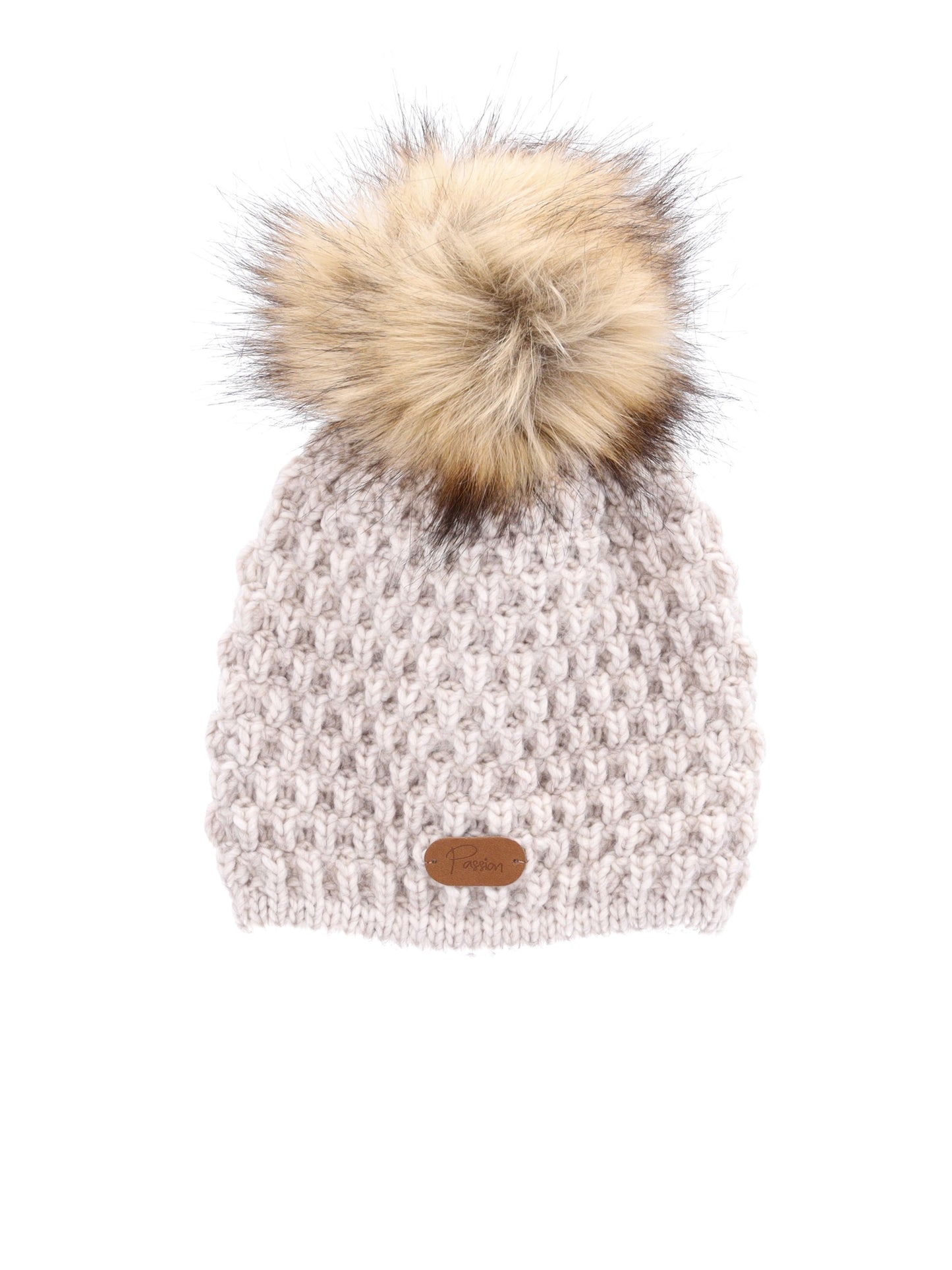 Mütze Grobstrick Bommel