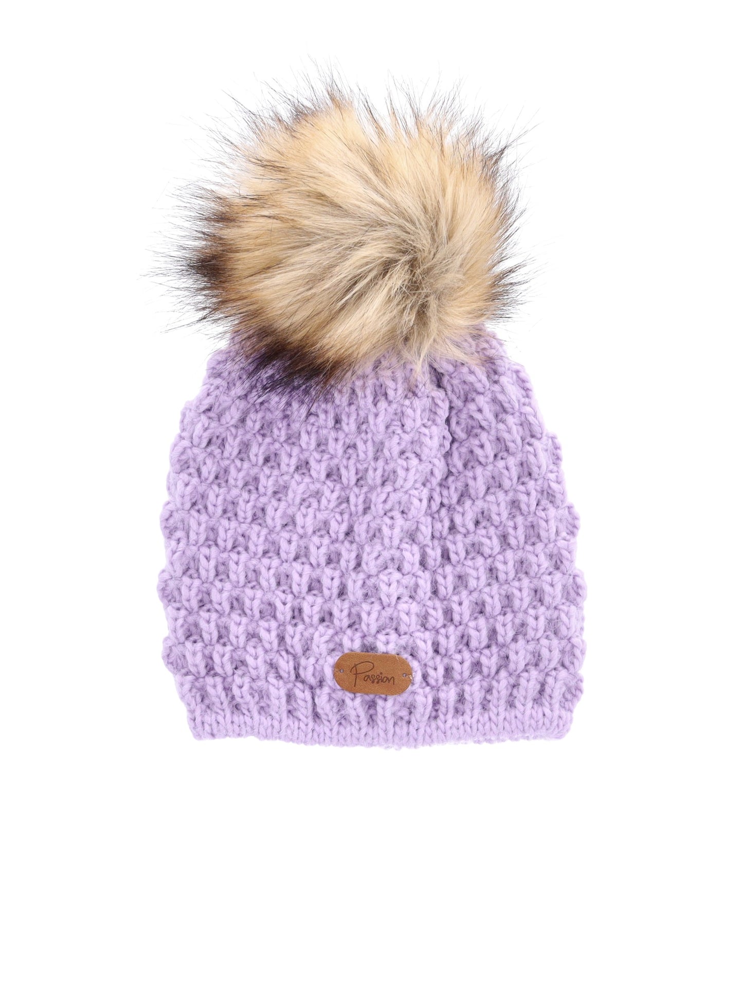 Mütze Grobstrick Bommel