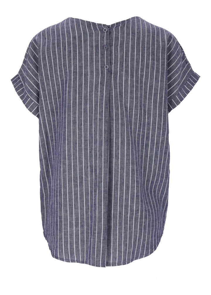 Splash of Color Leinen T-Shirt Streifen