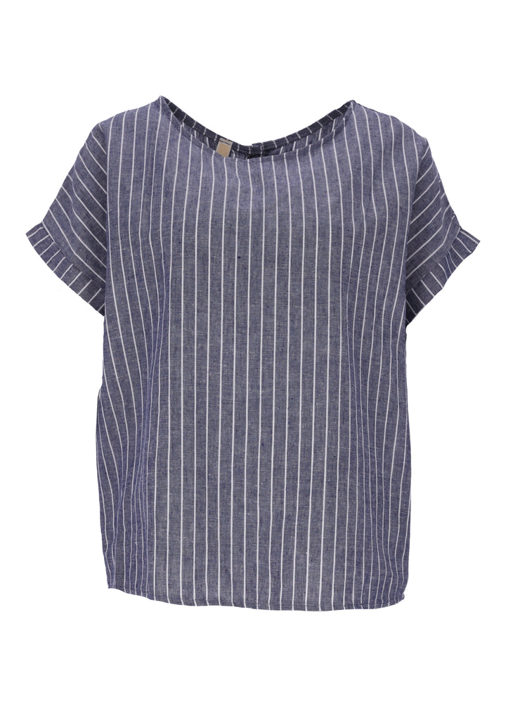 Splash of Color Leinen T-Shirt Streifen