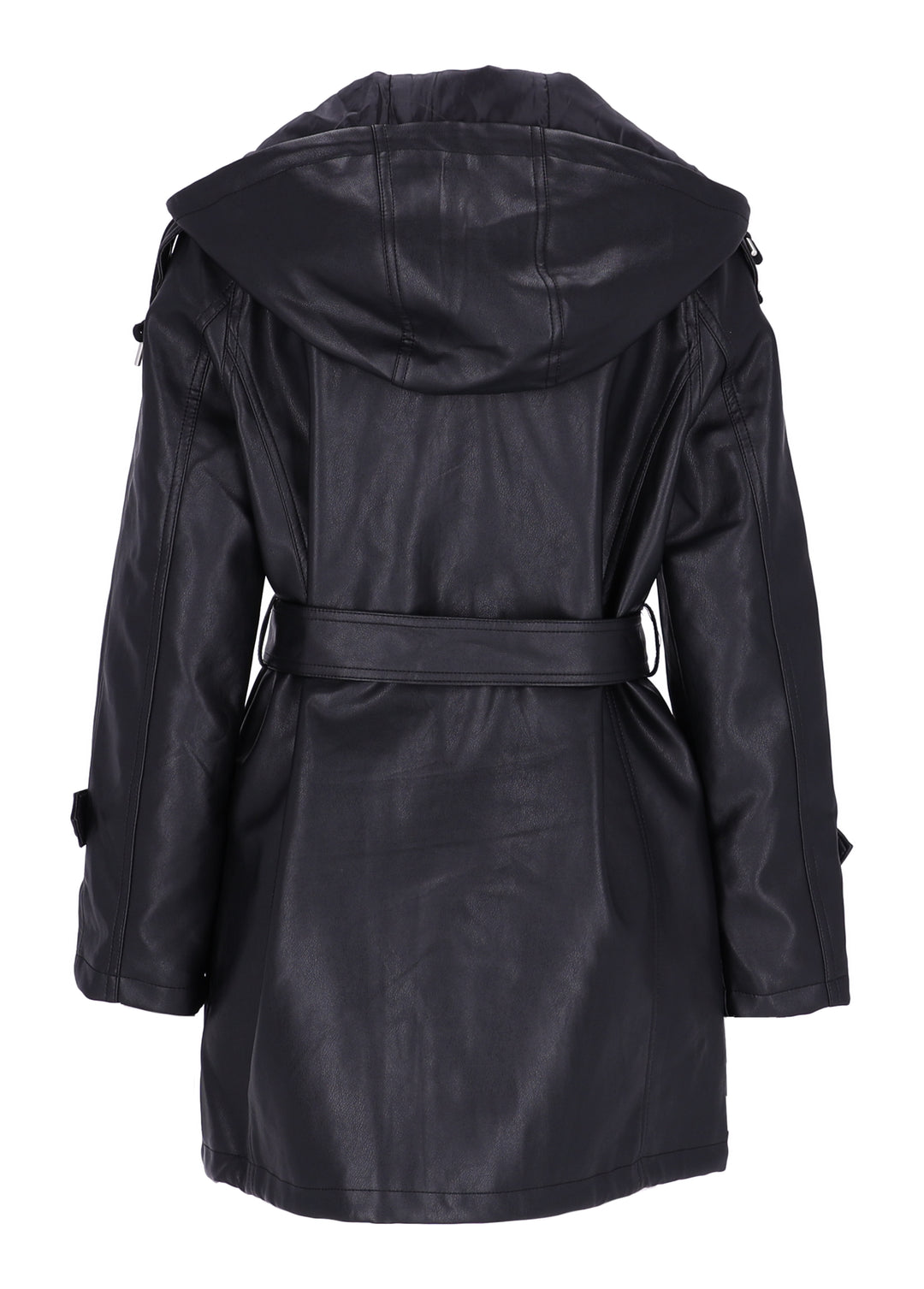 Mantel Lederoptik mit Kapuze