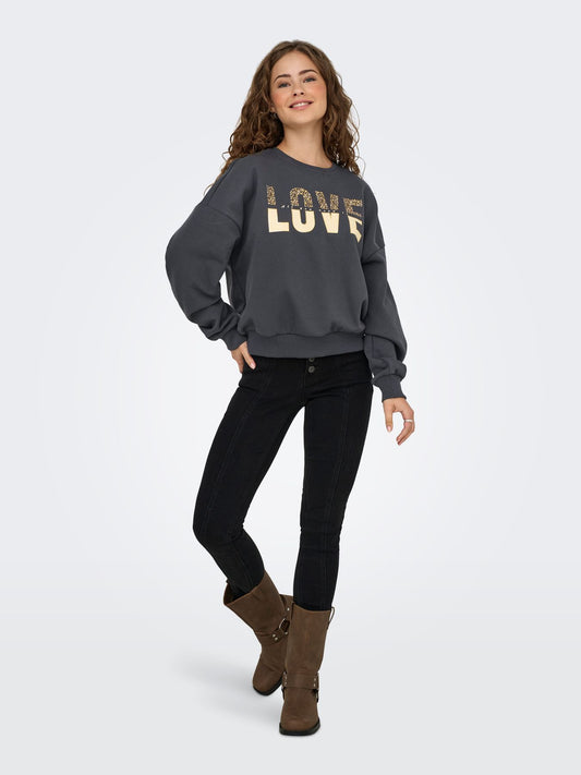Damen ONLTAMMIE L/S LEO PRINT O-NECK SWT