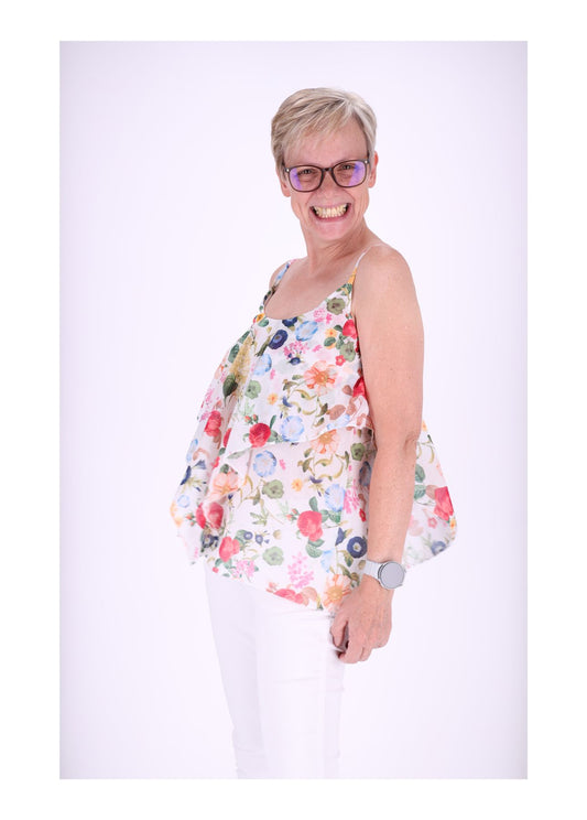 Rüschen Top Damen AOP Streublumen