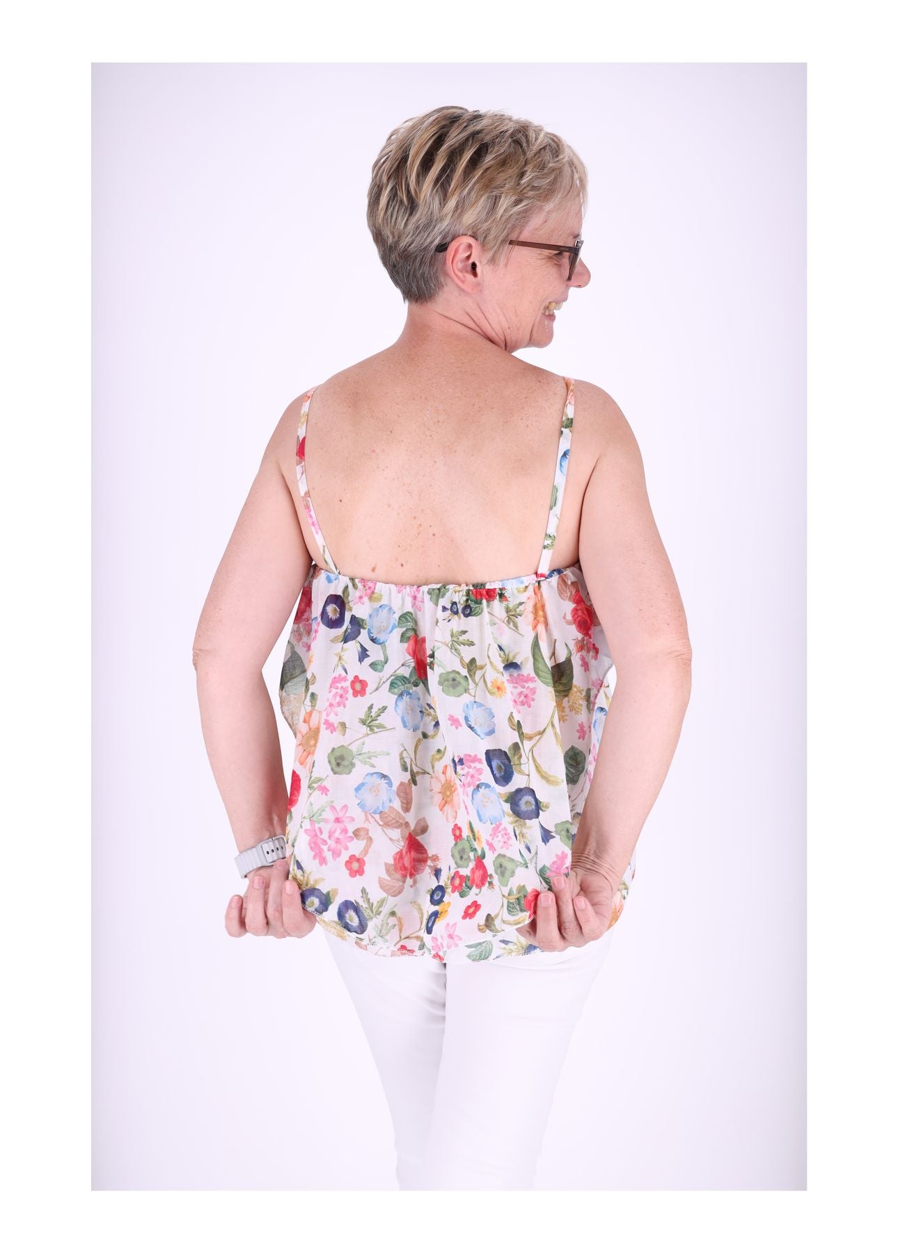 Rüschen Top Damen AOP Streublumen