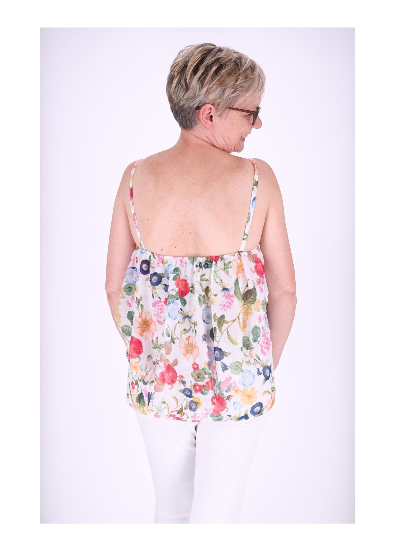 Rüschen Top Damen AOP Streublumen