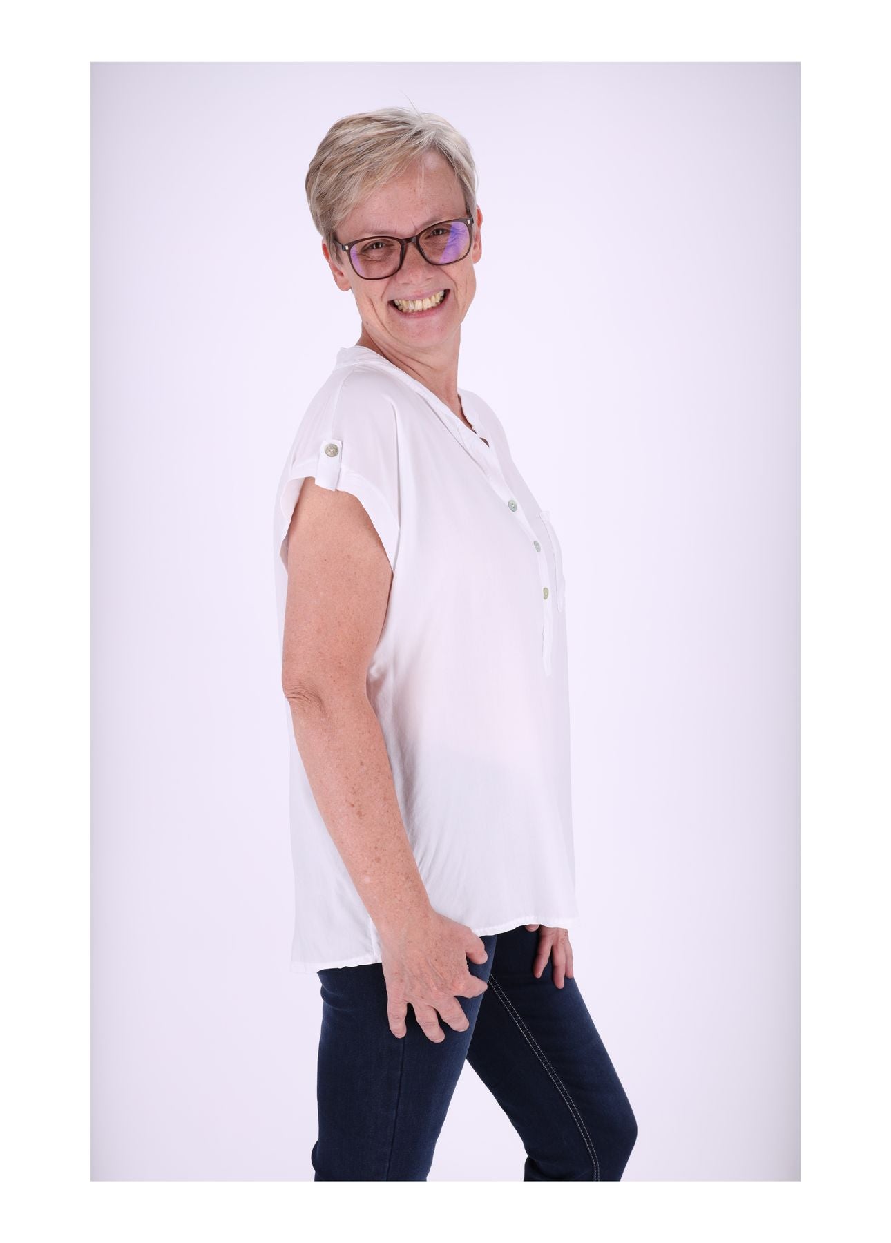 T-Shirt Damen Angeschittene Arme