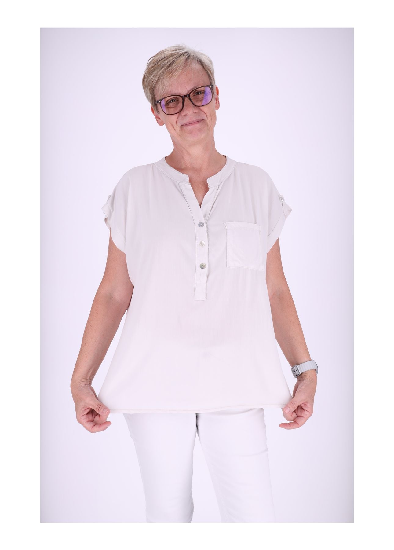 T-Shirt Damen Angeschittene Arme
