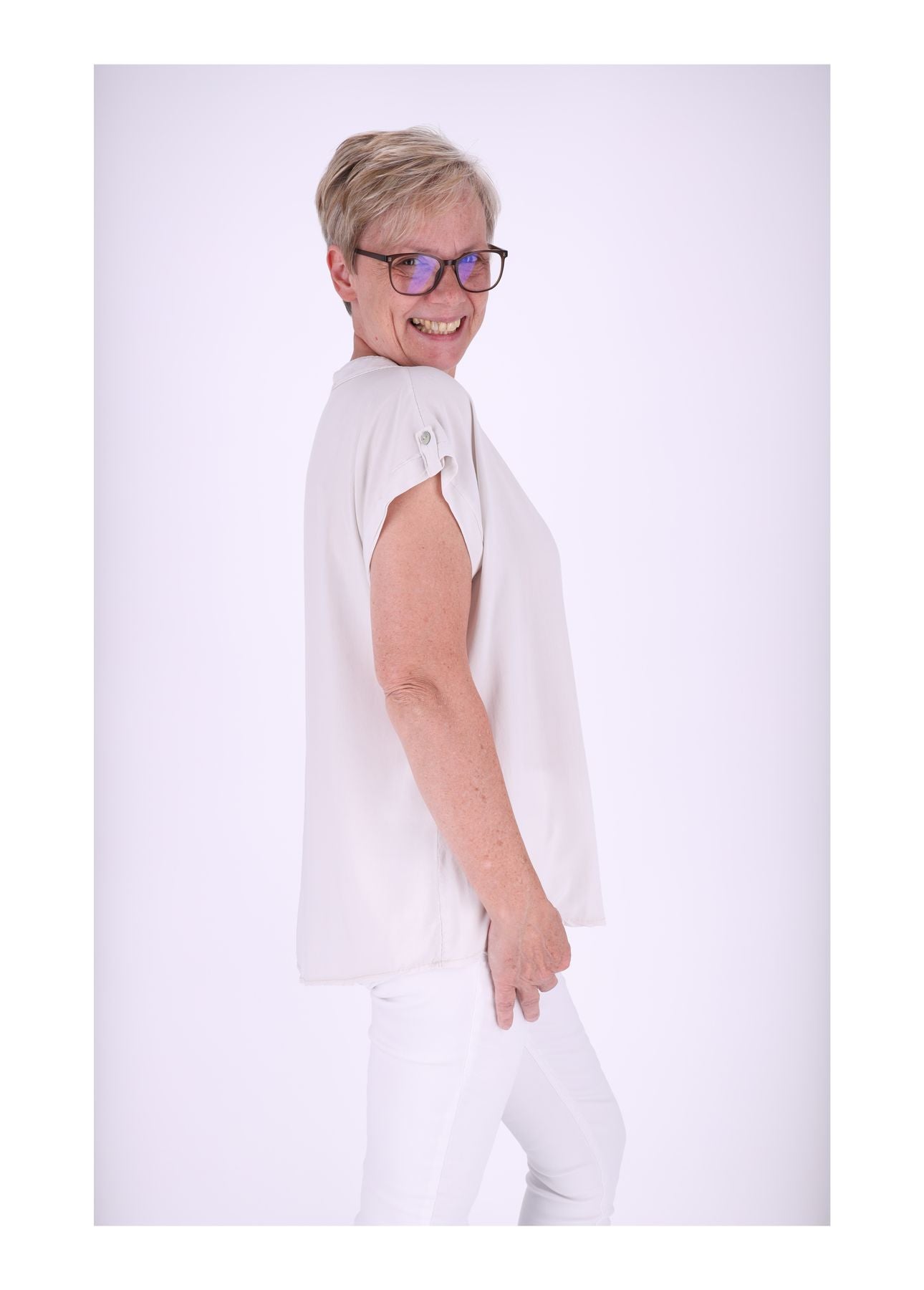 T-Shirt Damen Angeschittene Arme