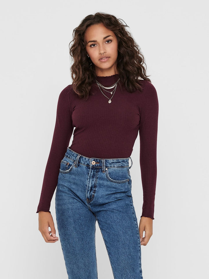 ONLEMMA L/S HIGH NECK TOP NOOS JRS Madder Brown