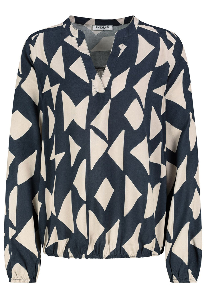 DOB Bluse, langarm, V-Ausschnitt mi