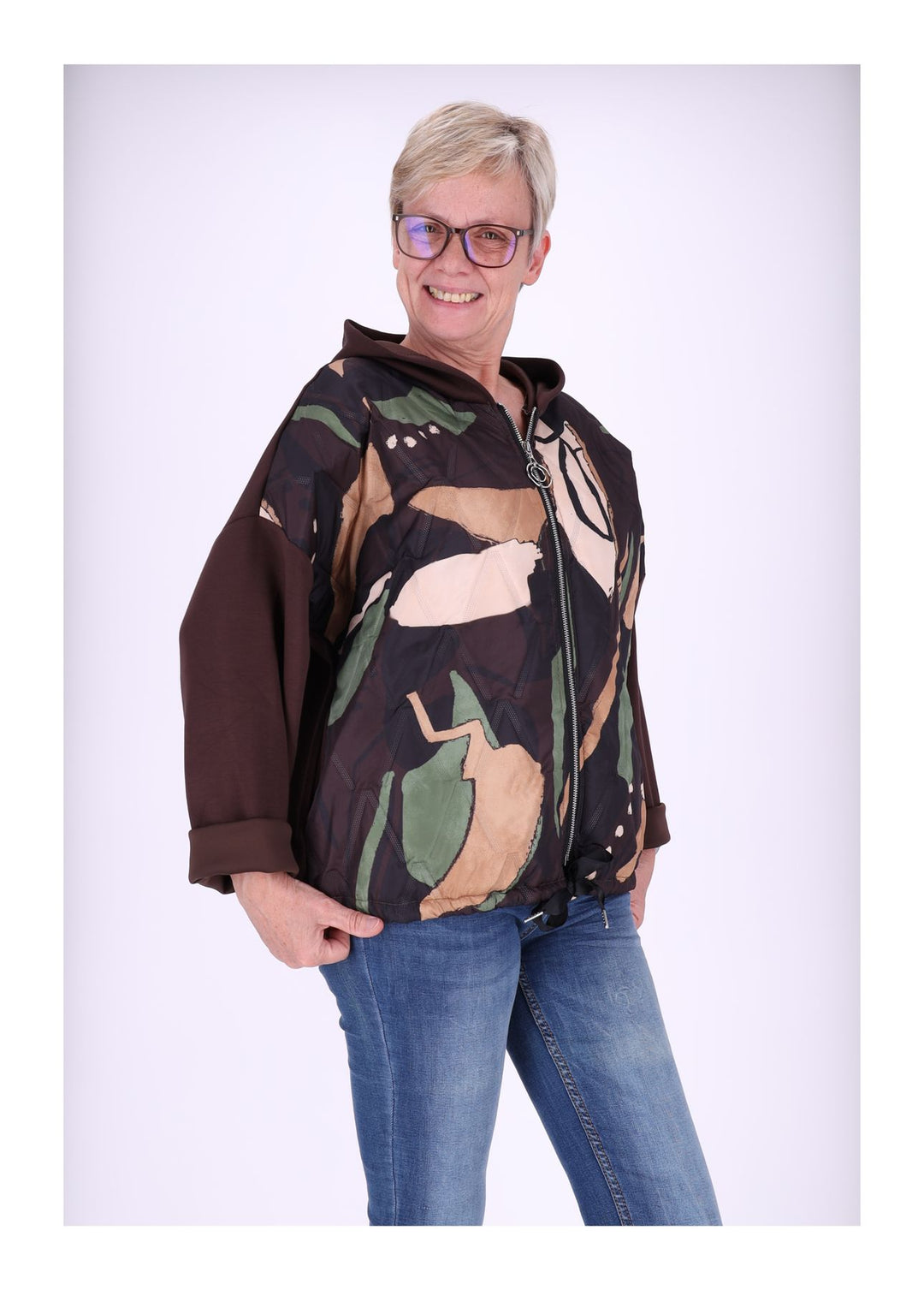 Sweatjacke gesteppt Print