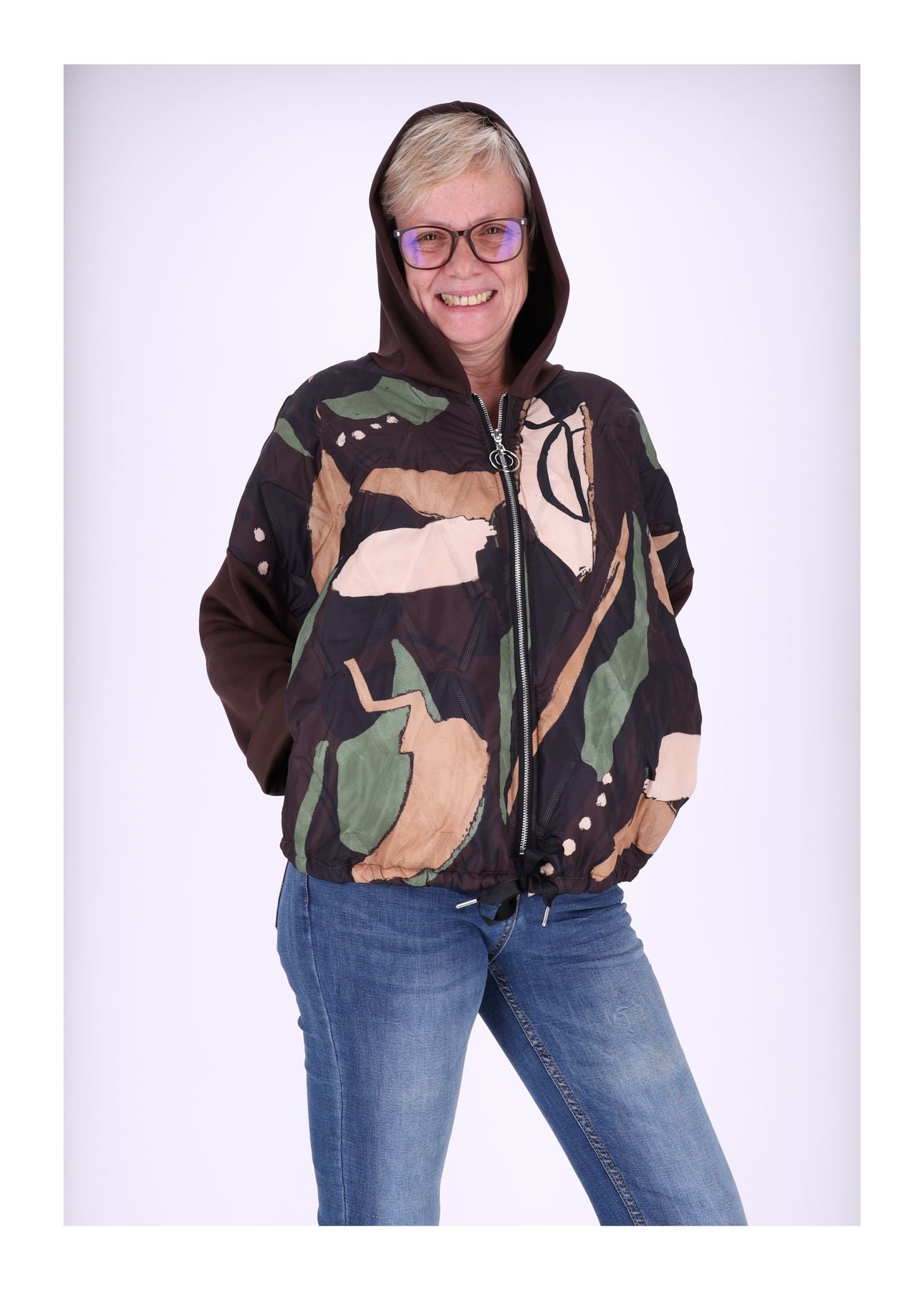 Sweatjacke gesteppt Print