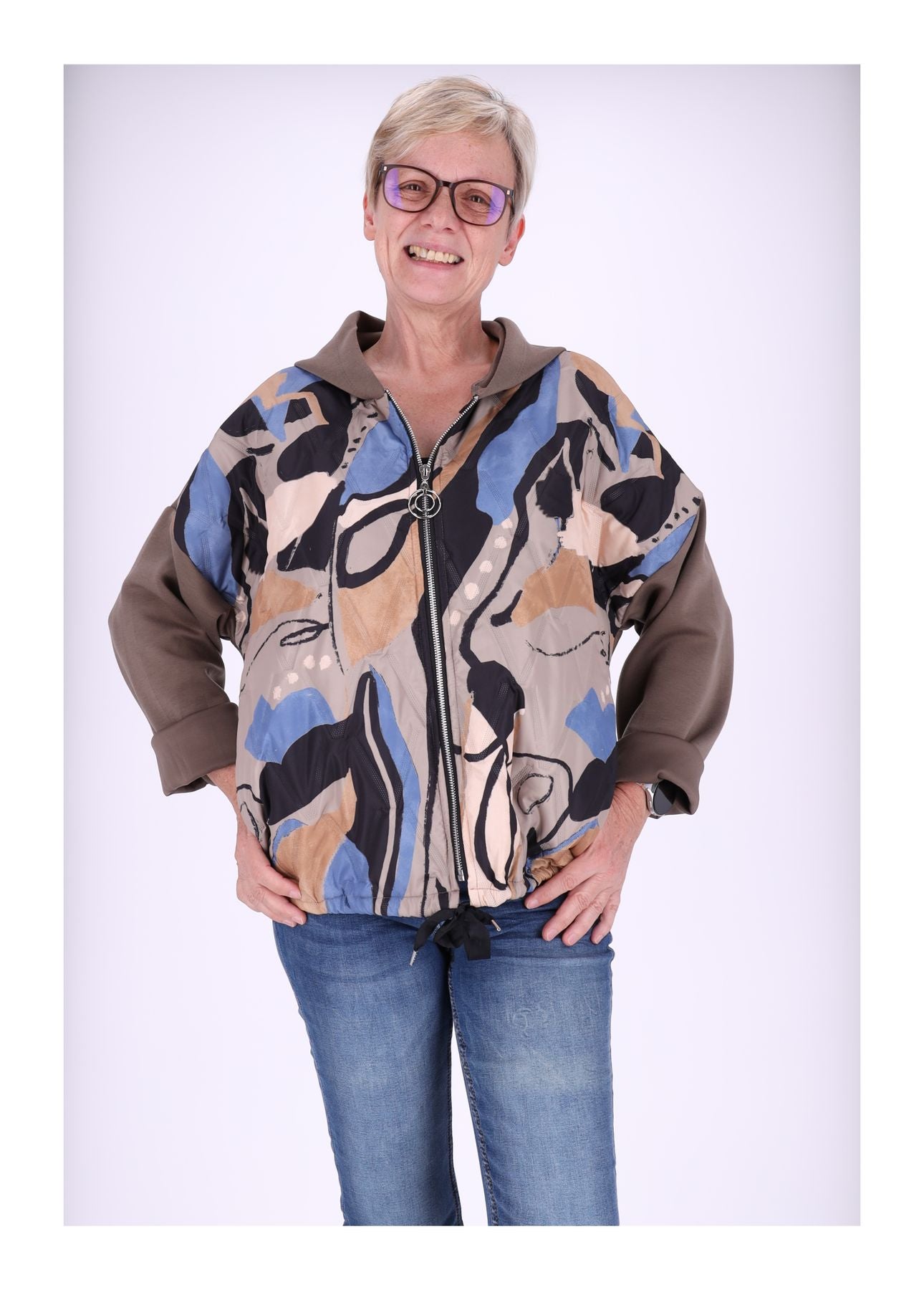 Sweatjacke gesteppt Print