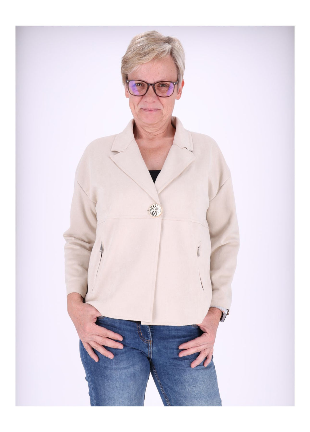 Damen Fakelederjacke Boxy