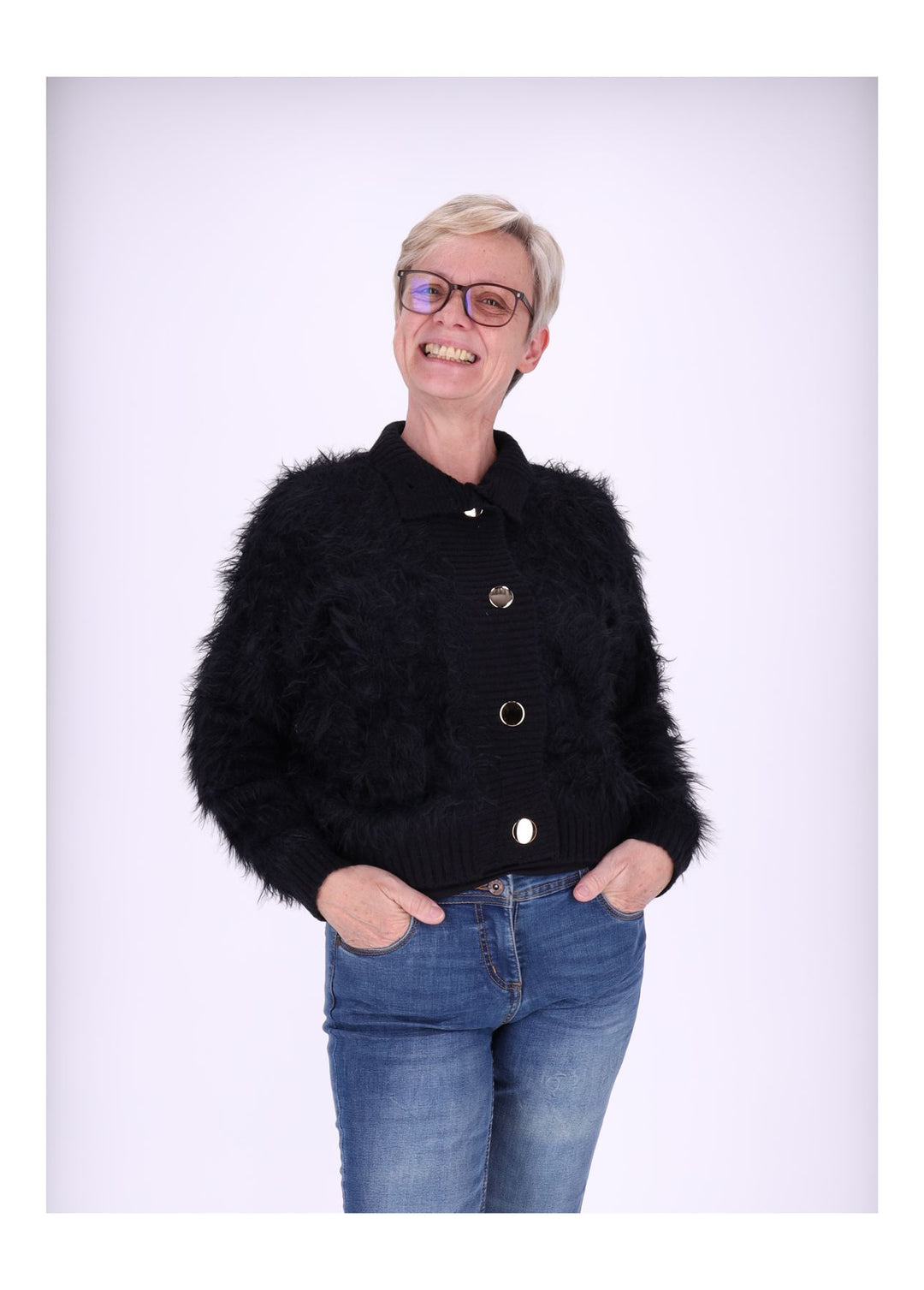 Strickjacke Damen Boa-Style