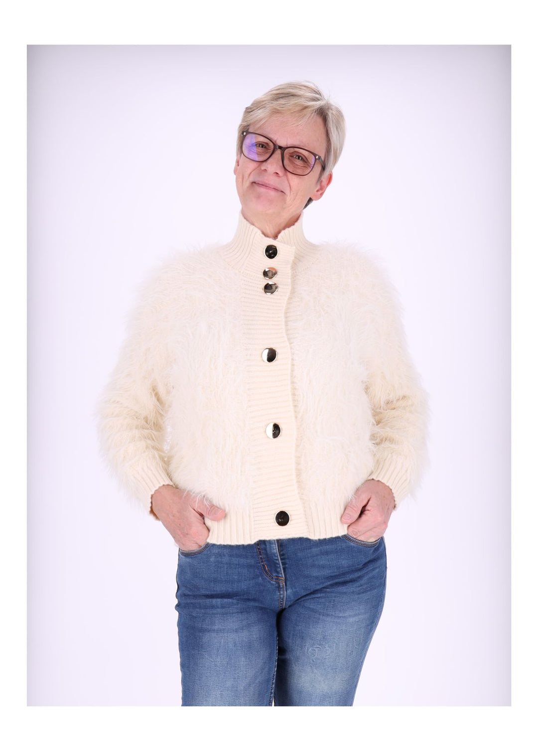 Strickjacke Damen Boa-Style