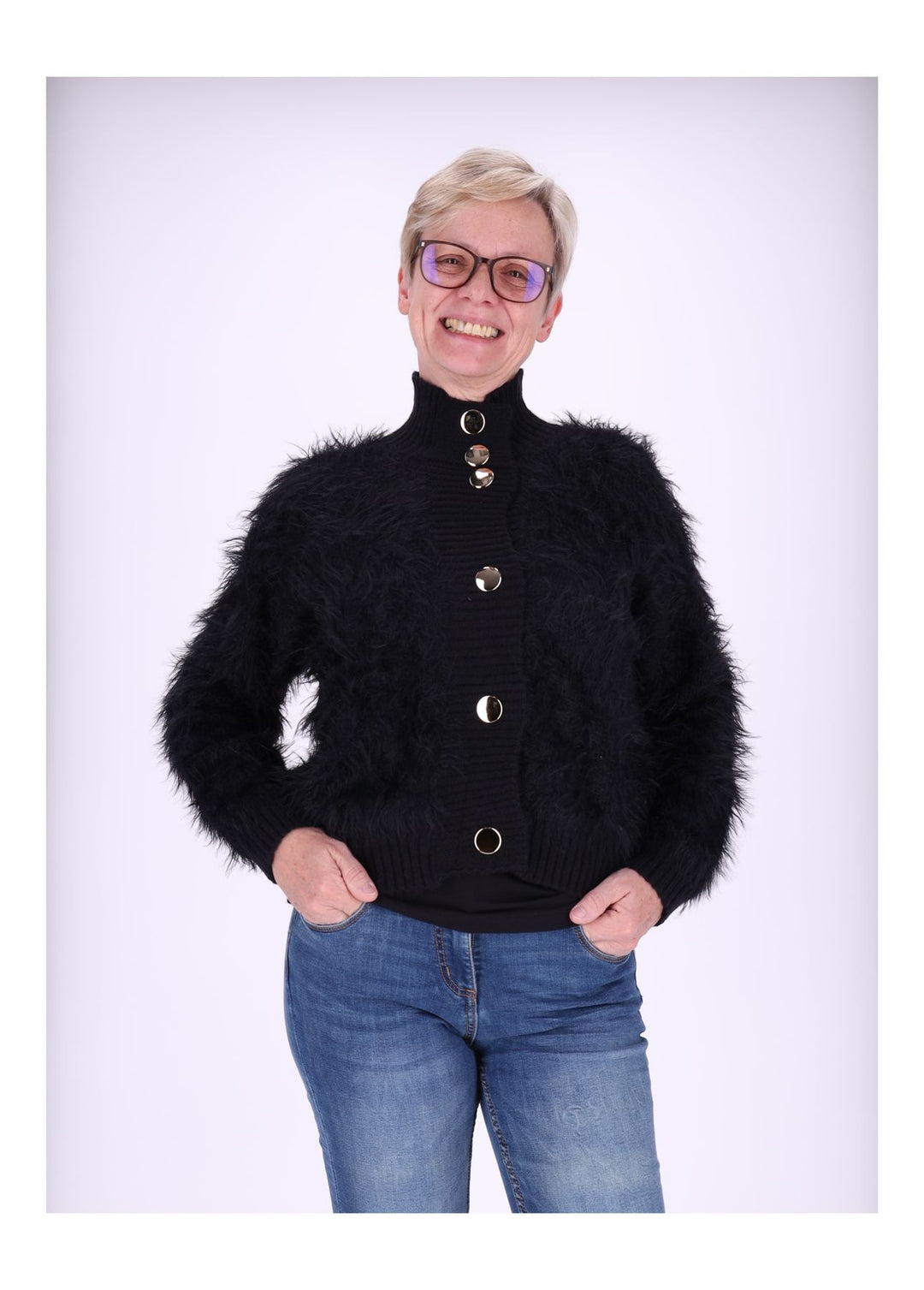 Strickjacke Damen Boa-Style