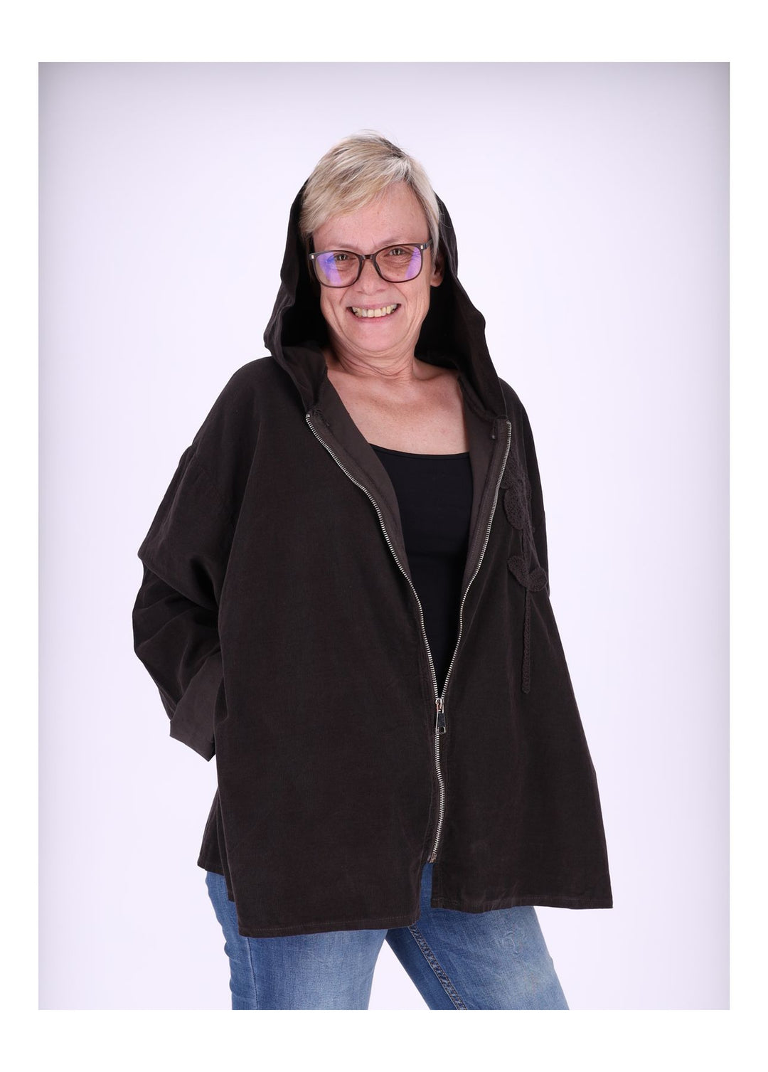 Sweatjacke Damen Kapuze Babycord