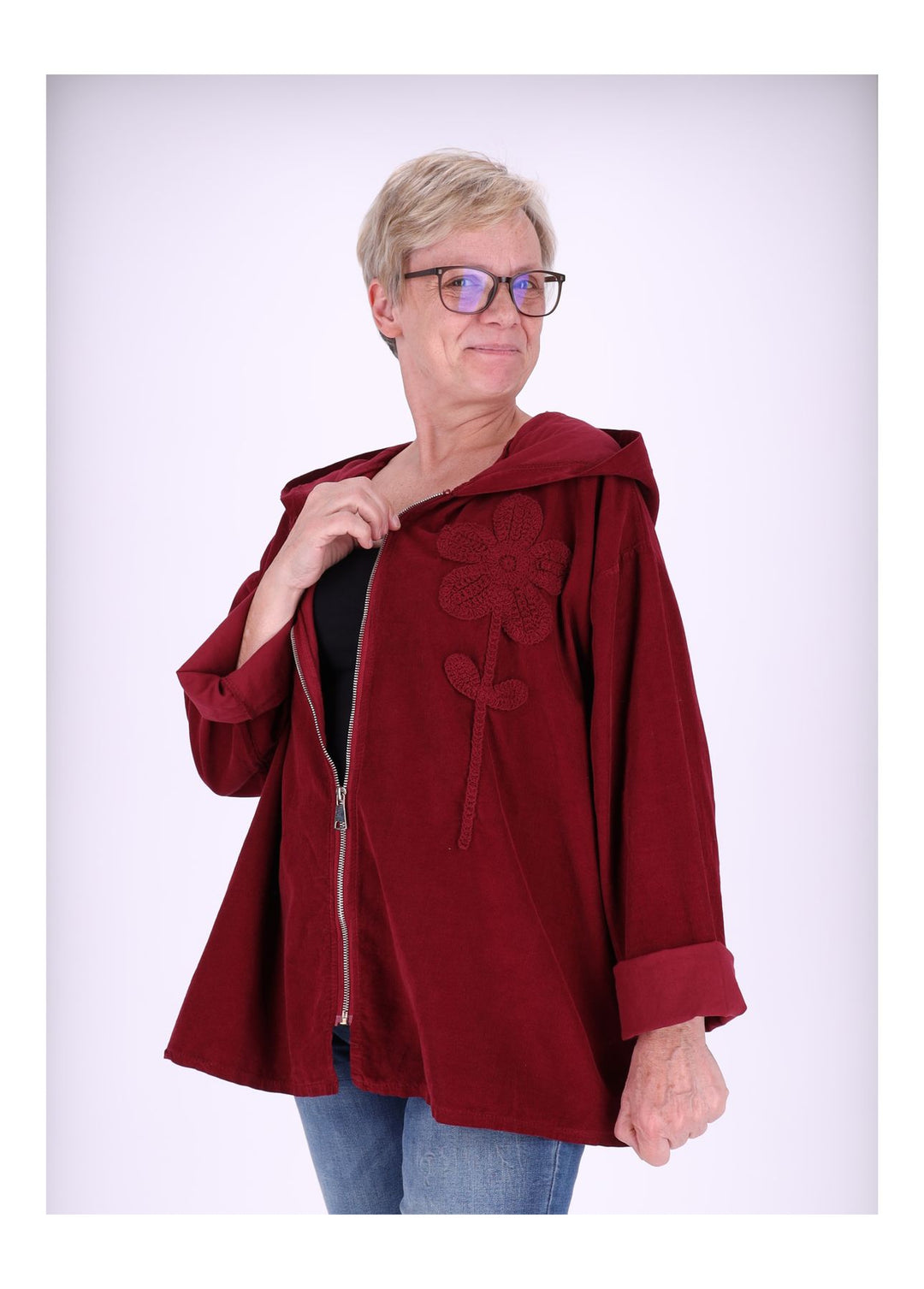 Sweatjacke Damen Kapuze Babycord