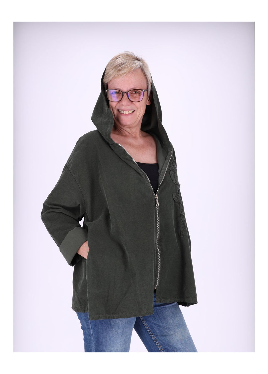 Sweatjacke Damen Kapuze Babycord