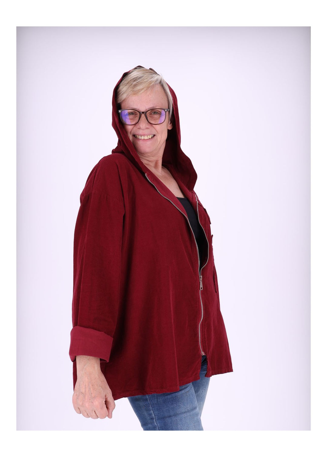Sweatjacke Damen Kapuze Babycord