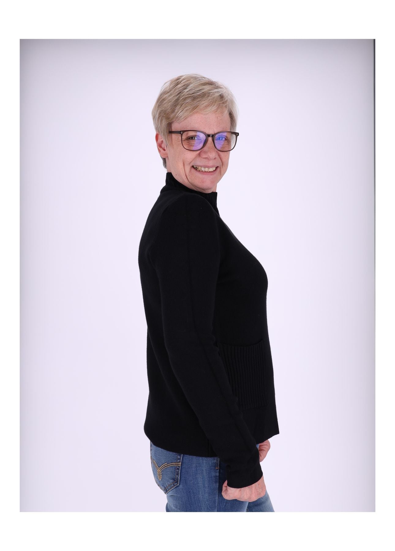 Strick Damen Stehkragen Taschen