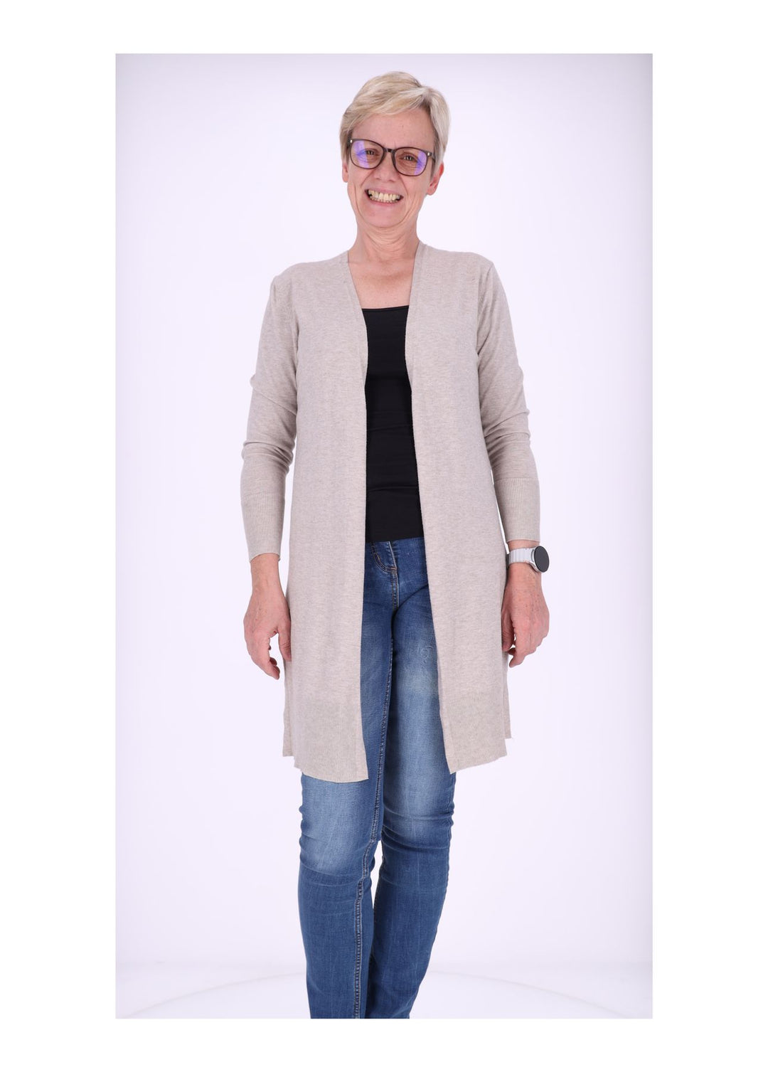 Strickjacke Damen offen melange