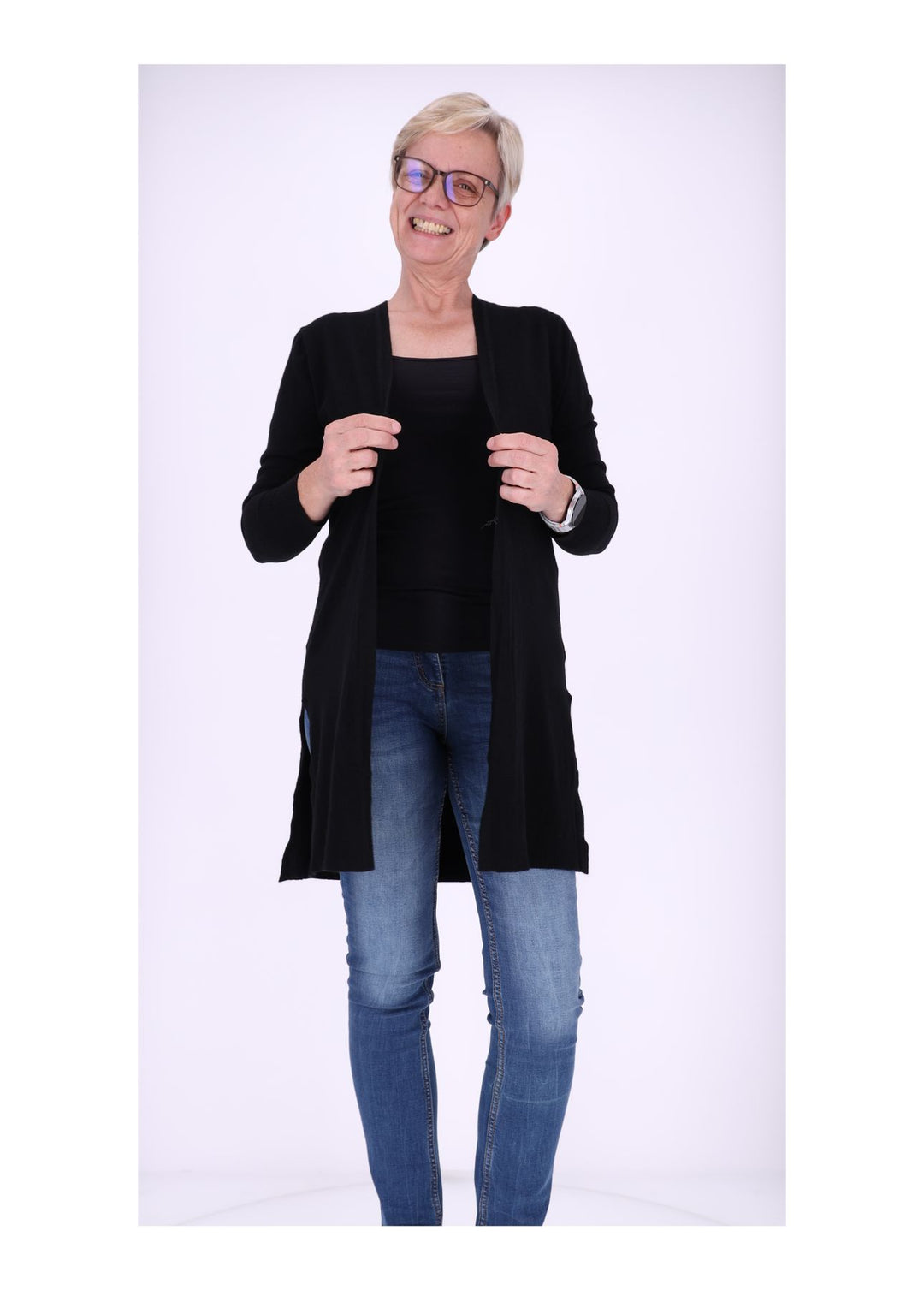 Strickjacke Damen offen melange
