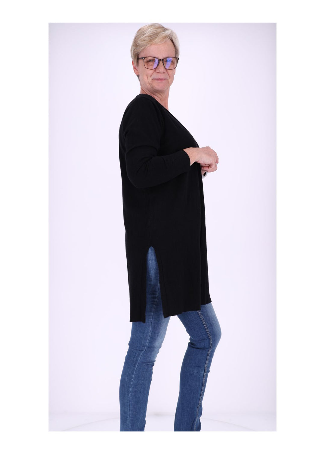 Strickjacke Damen offen melange
