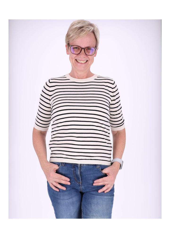 Splash of Color Strick Damen Kurzarm Ringel