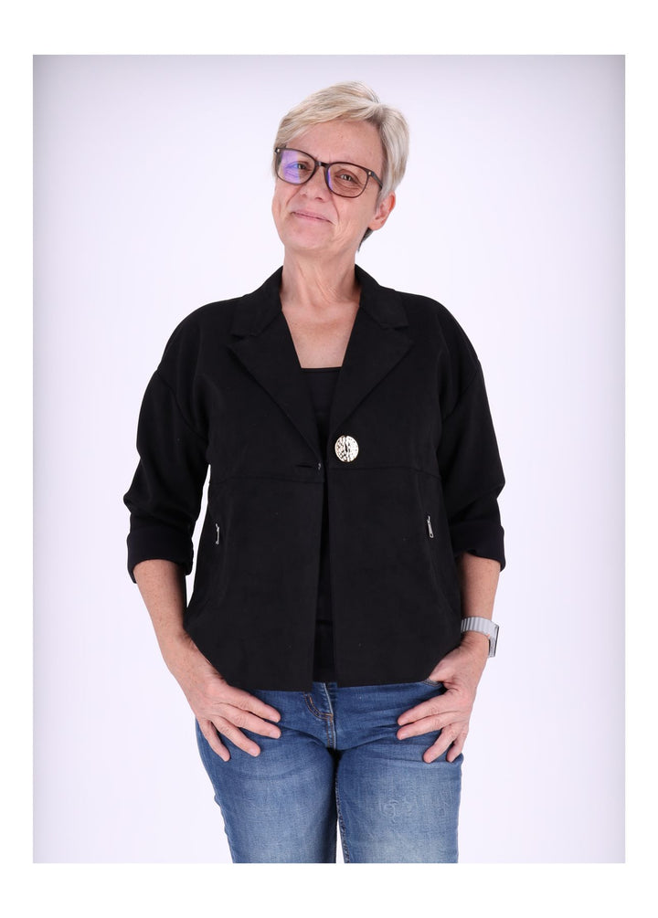 Damen Fakelederjacke Boxy