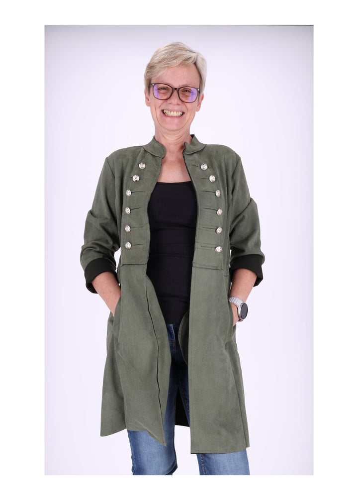 Damen Jacke Fakeleder Military